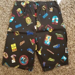 Trixi Black Bike Shorts Girl’s Size M Travel Print Stretch Activewear